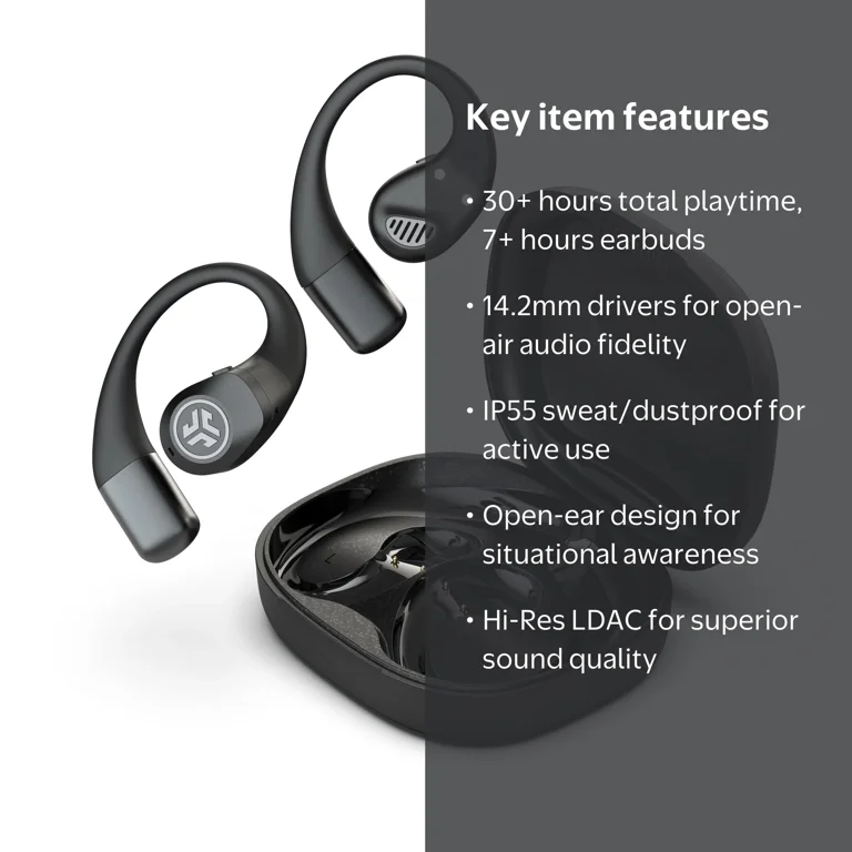 JLab Epic Open Sport Air Conduction Wireless Earbuds Black