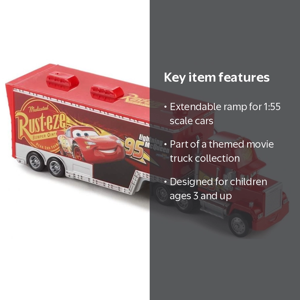 Disney Pixar Cars Lightning McQueen Mack Hauler, 1:55 Scale, Gift