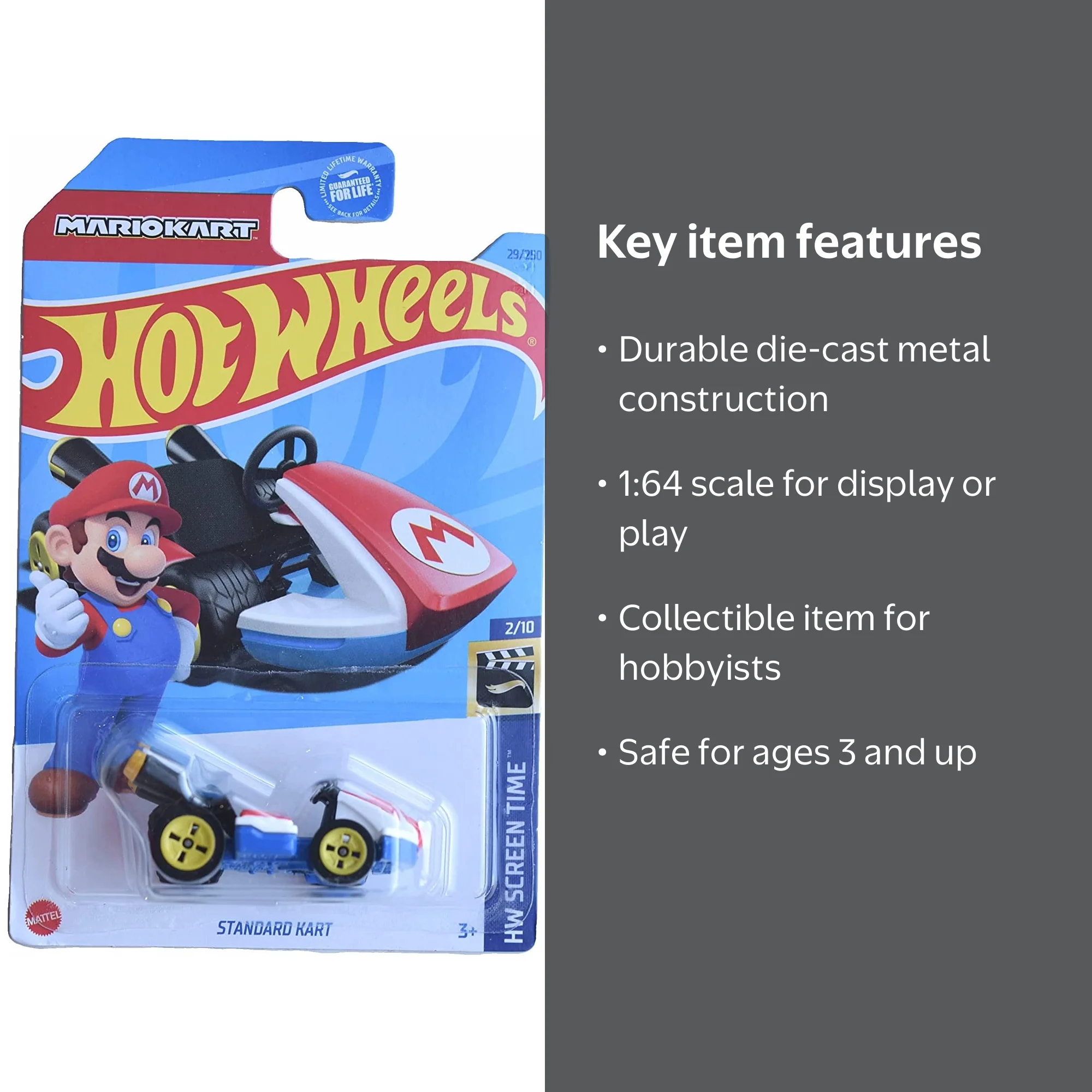 Hot Wheels 2023 Mario Kart Standard Kart, HW Screen Time, Die-Cast