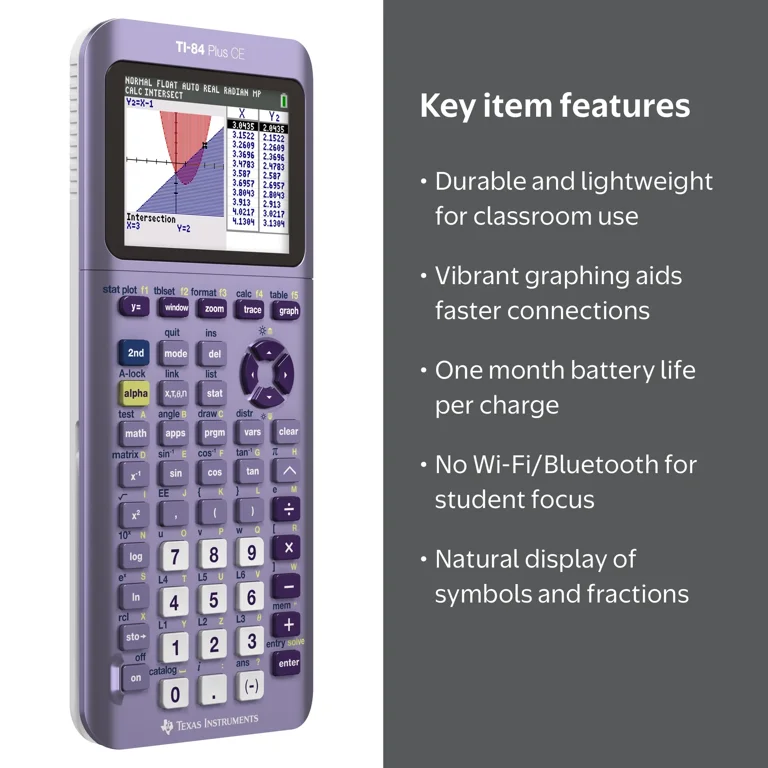 Texas Instruments, Graphing Calculator, Purple TI-84 Plus CE