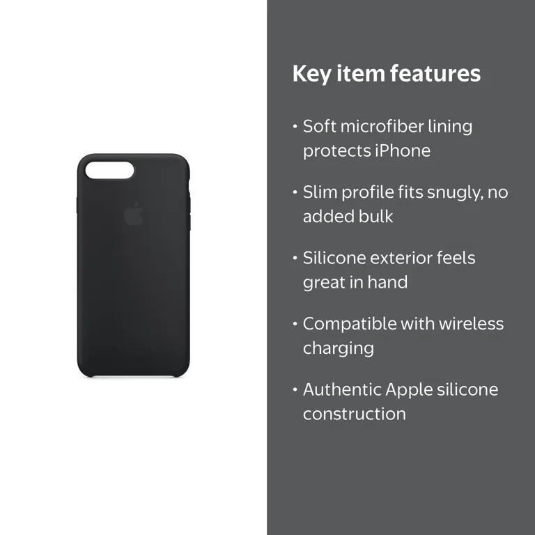 Apple Silicone Case for iPhone 8 Plus & iPhone 7 Plus - Black