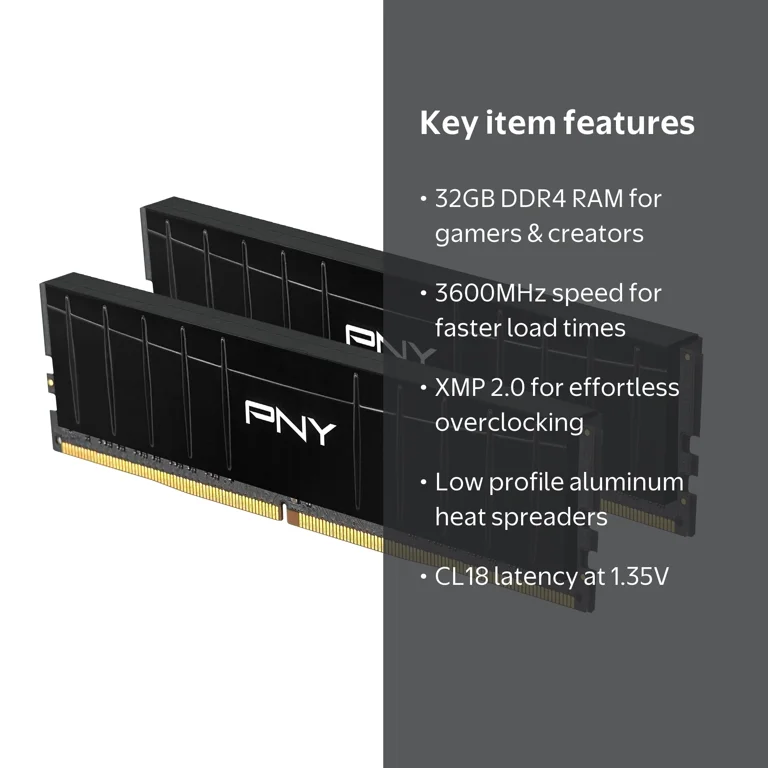PNY 32GB (2x16GB) DDR4 3600MHz (PC4-28800) CL18 1.35V Desktop