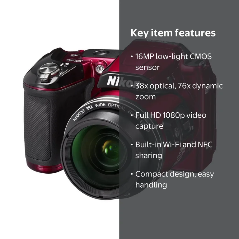 Nikon - Coolpix L840 16.0-Megapixel Digital Camera - Red - Walmart.com