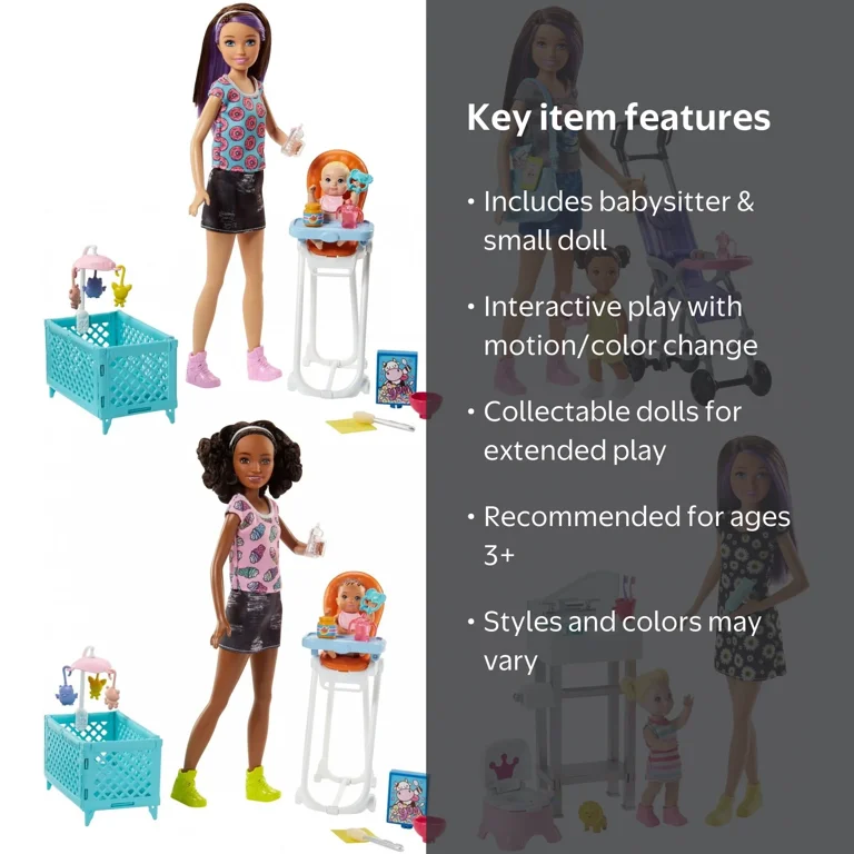 Barbie Coffret Barbie Skipper Baby-Sitter Château Gonflable avec Poupée