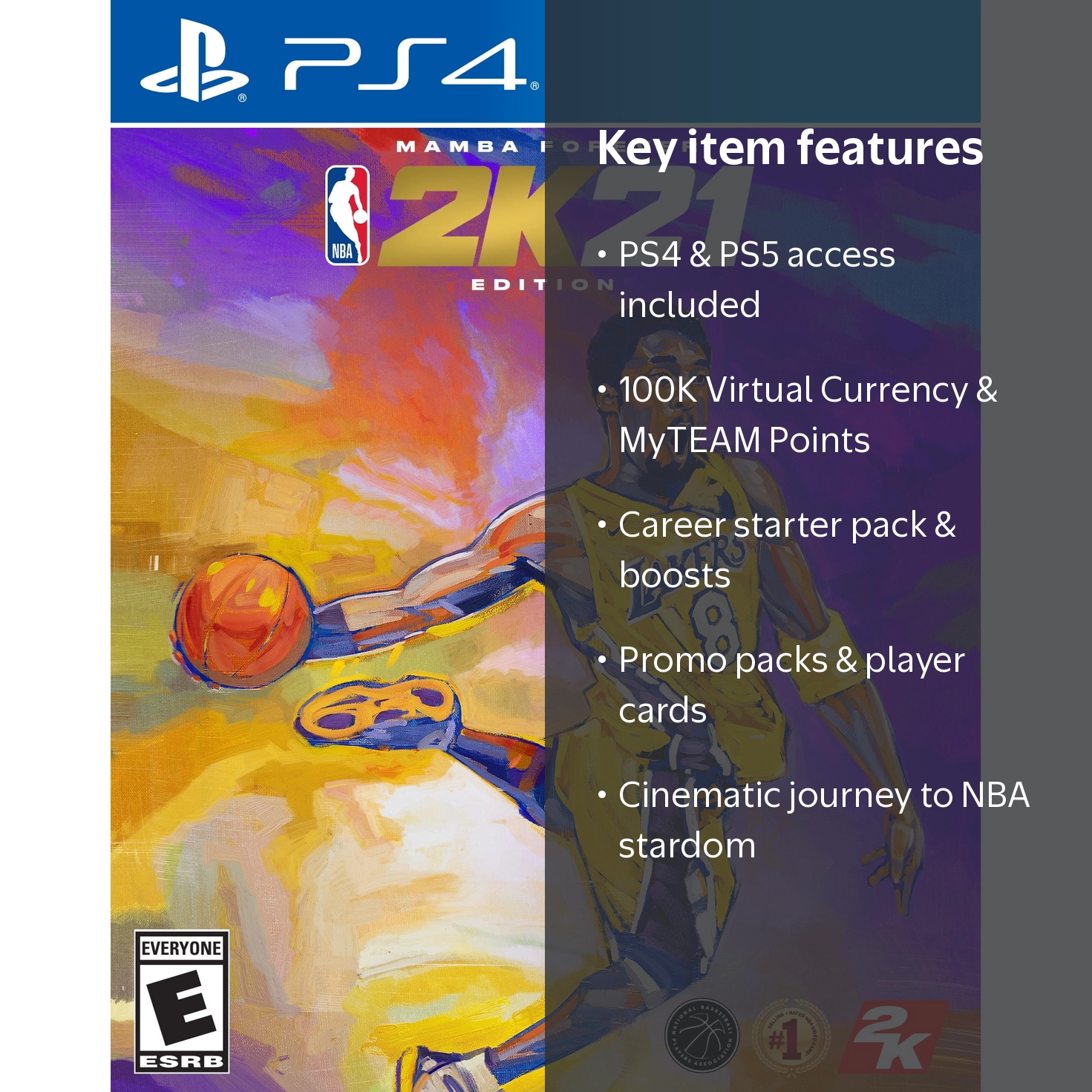 NBA 2K21 Mamba Edition, PlayStation 4 game by 2K, Includes Extra