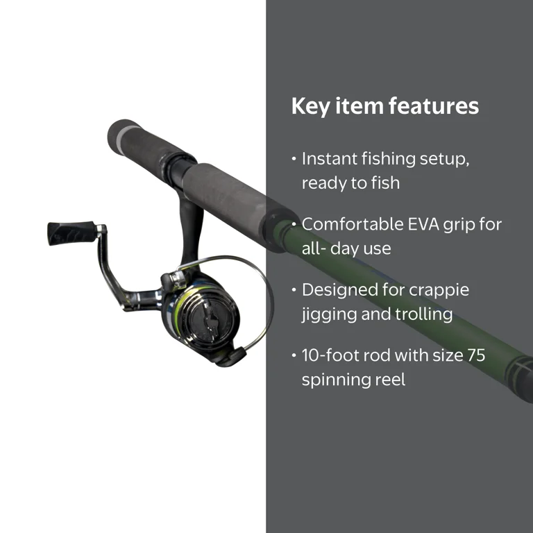 crappie spinning combo Army 6' disc drag system helps you control the fight Mr. Crappie Thunder Jig/Troll Spinning