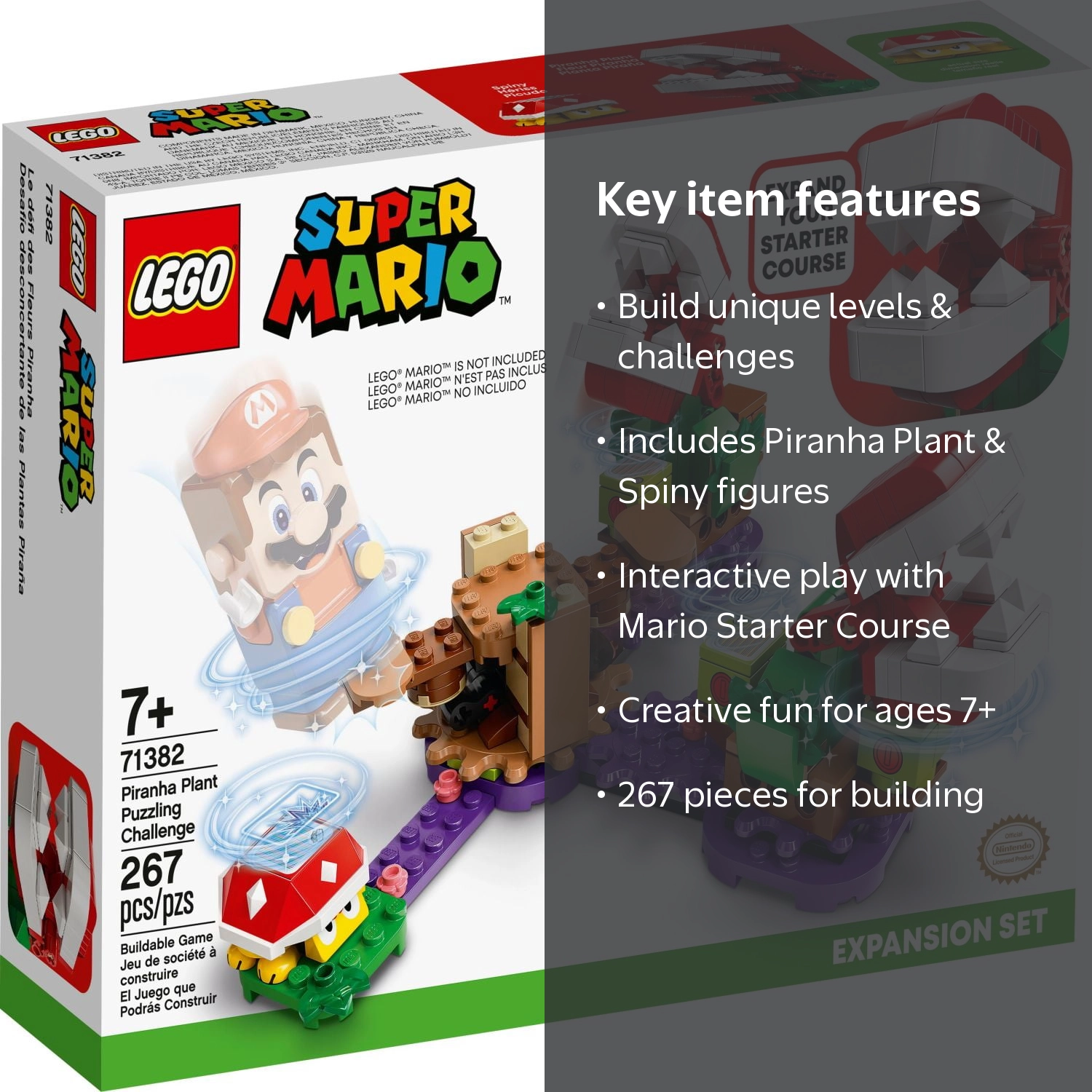 ぷりん LEGO, Piranha Plant Puzzling Challenge Set, 71382, 267 Pieces