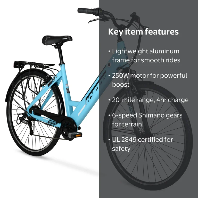hyper bicycles electric bicycle pedal assist commuter 29in E-Ride Mountain Mid-Drive MTB-DS E-Bike With a rider weight capacity of up to 275 lbs Hyper Bicycles E-Ride Electric Pedal