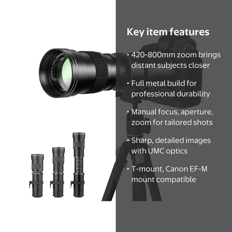 COMMANDER OPTICS 420-800mm f/8.3 Manual Telephoto Zoom Lens for