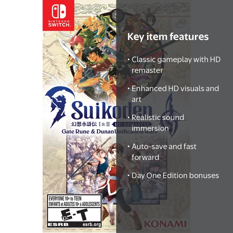 Konami, Suikoden I II Remaster, Nintendo Switch, HD Collection