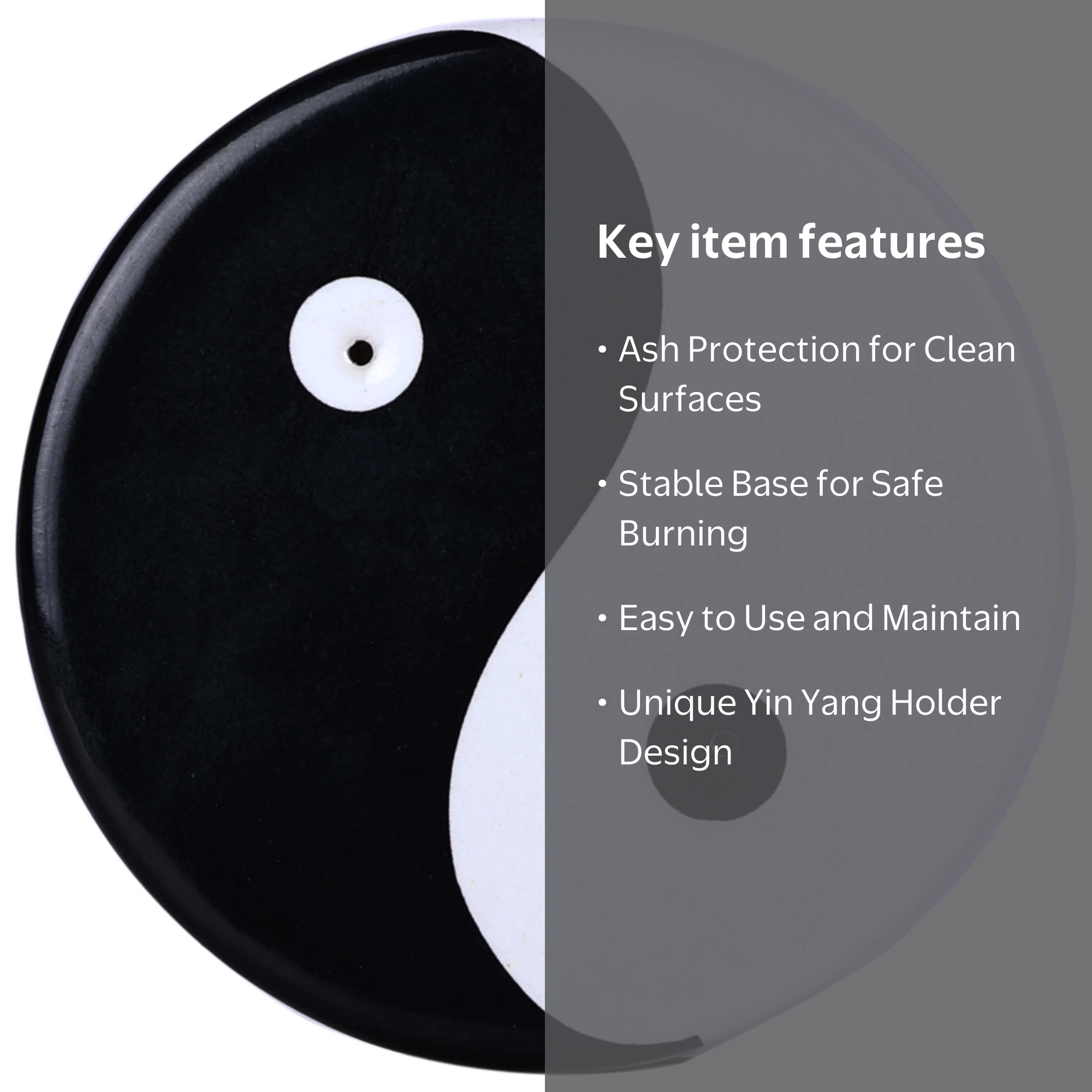 Mainstays Ceramic Incense Yin Yang Holder, Round Shape, Safe and