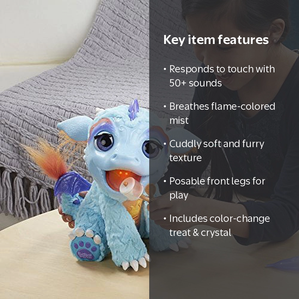 FurReal Torch My Blazing Dragon Plush, 50+ Sounds, Color-Change