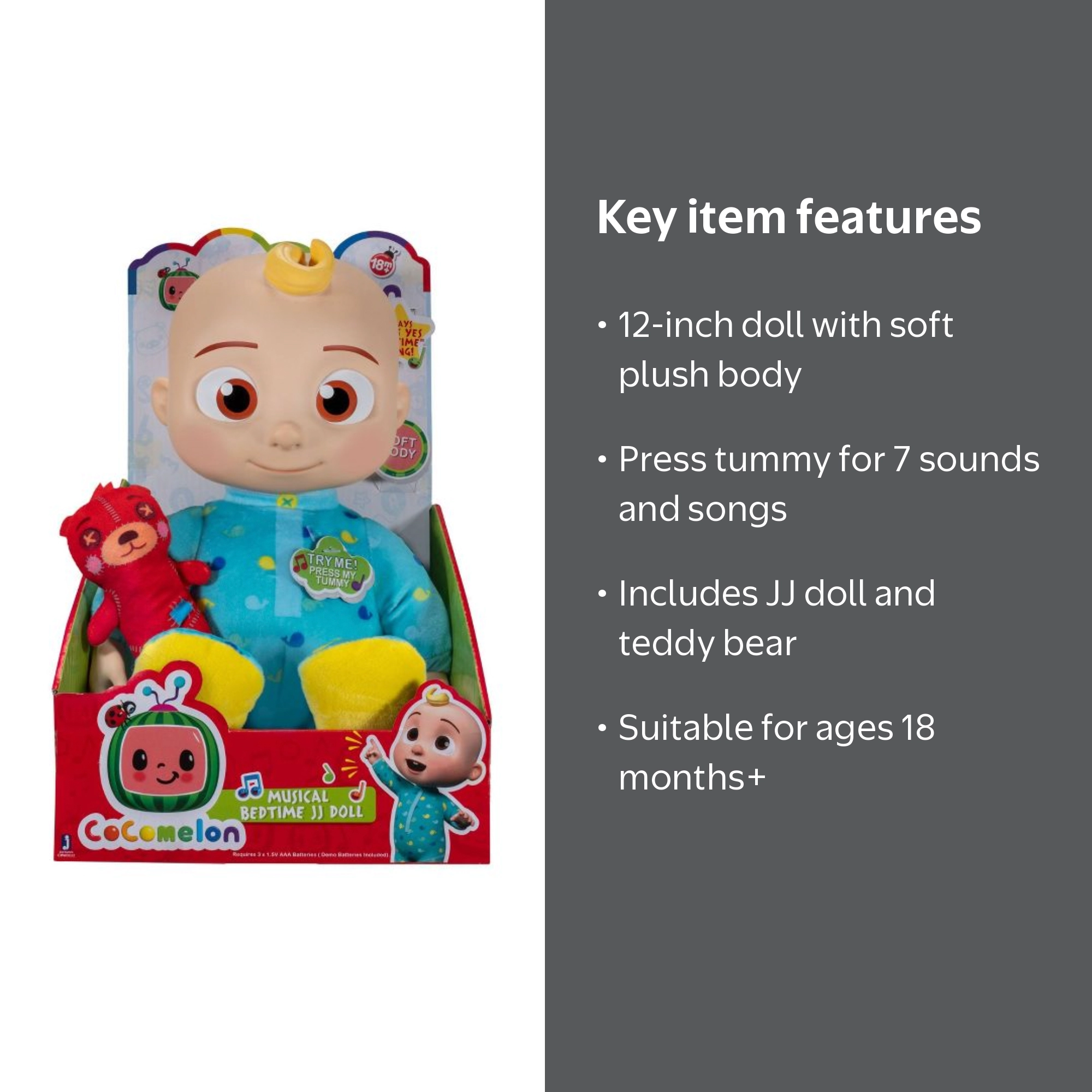 CoComelon Musical Bedtime JJ 12 inch Doll - Soft Plush Body