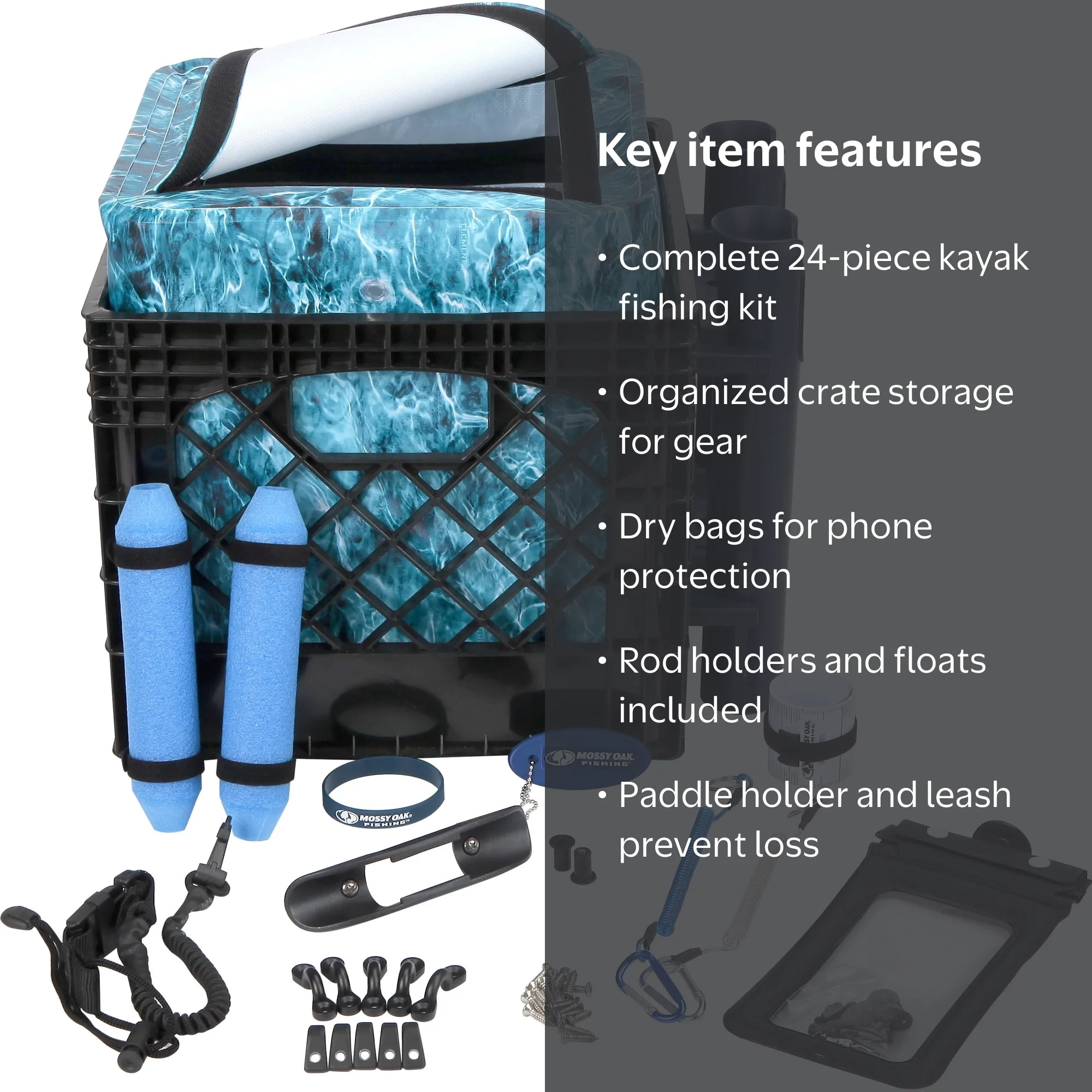 Maday　FISHERMAN GATIOS 82RST 収納ケース付 Mossy Oak 24 Piece Kayak Storage Crate with Dry Bag, Fishing
