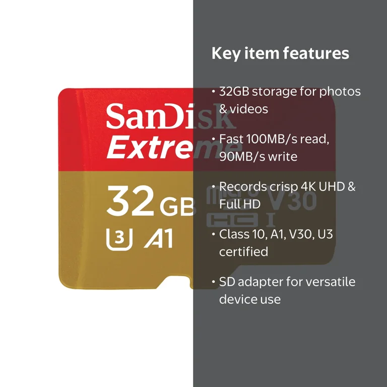 SanDisk, microSDHC Card, 32GB SDSQXVF-032G-AN6MA, Multicolor