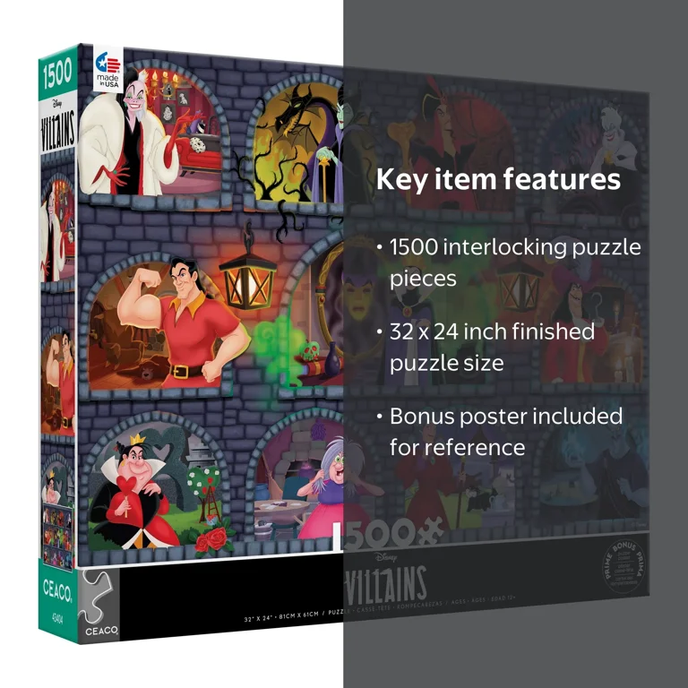 Ceaco Disney Villains Underground 1500 Piece Puzzle, 32x24 +