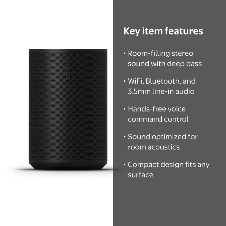 Sonos, Smart Speaker, Era 100, Voice-Controlled Wireless Black