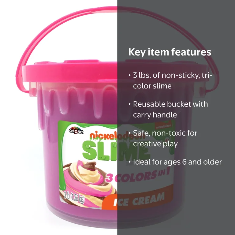 Nickelodeon Cra-Z-Art Slime Bucket Ice Cream, 3 lbs Kids Creative