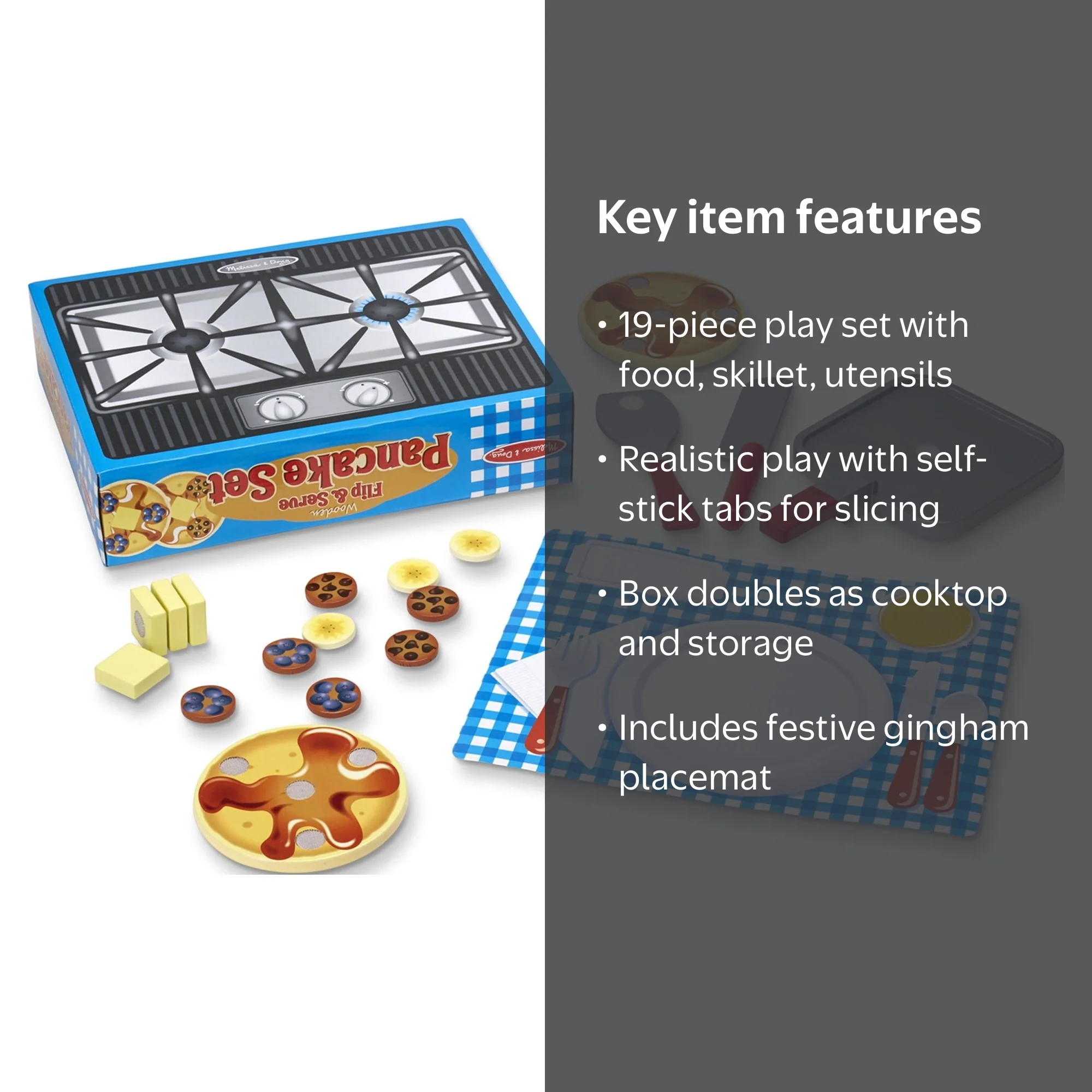 Melissa & Doug Flip and Serve Pancake Set (19 pcs) - Wooden