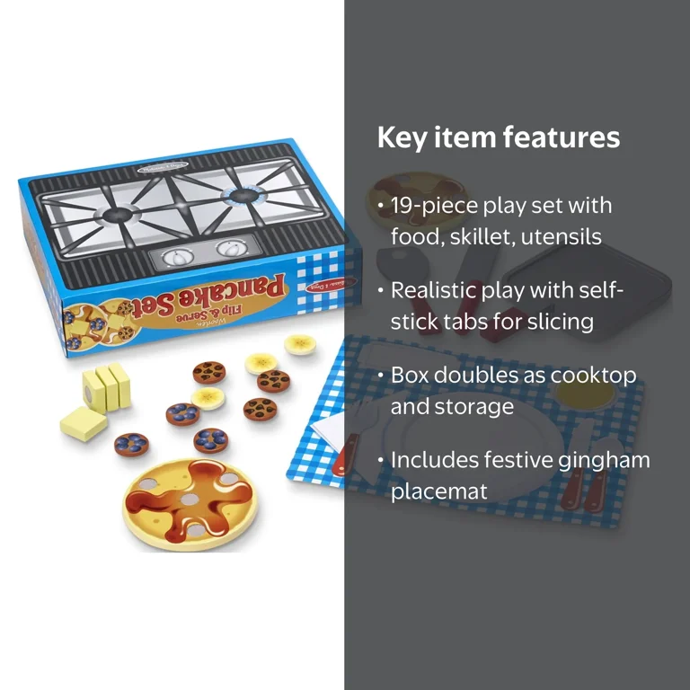 Melissa & Doug Flip and Serve Pancake Set (19 pcs) - Wooden