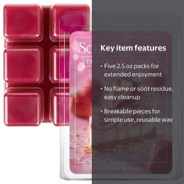 Nine 　Strawberry love 3箱 ScentSationals Strawberry Crunch Scented Wax Melts 2.5 oz 5-Pack