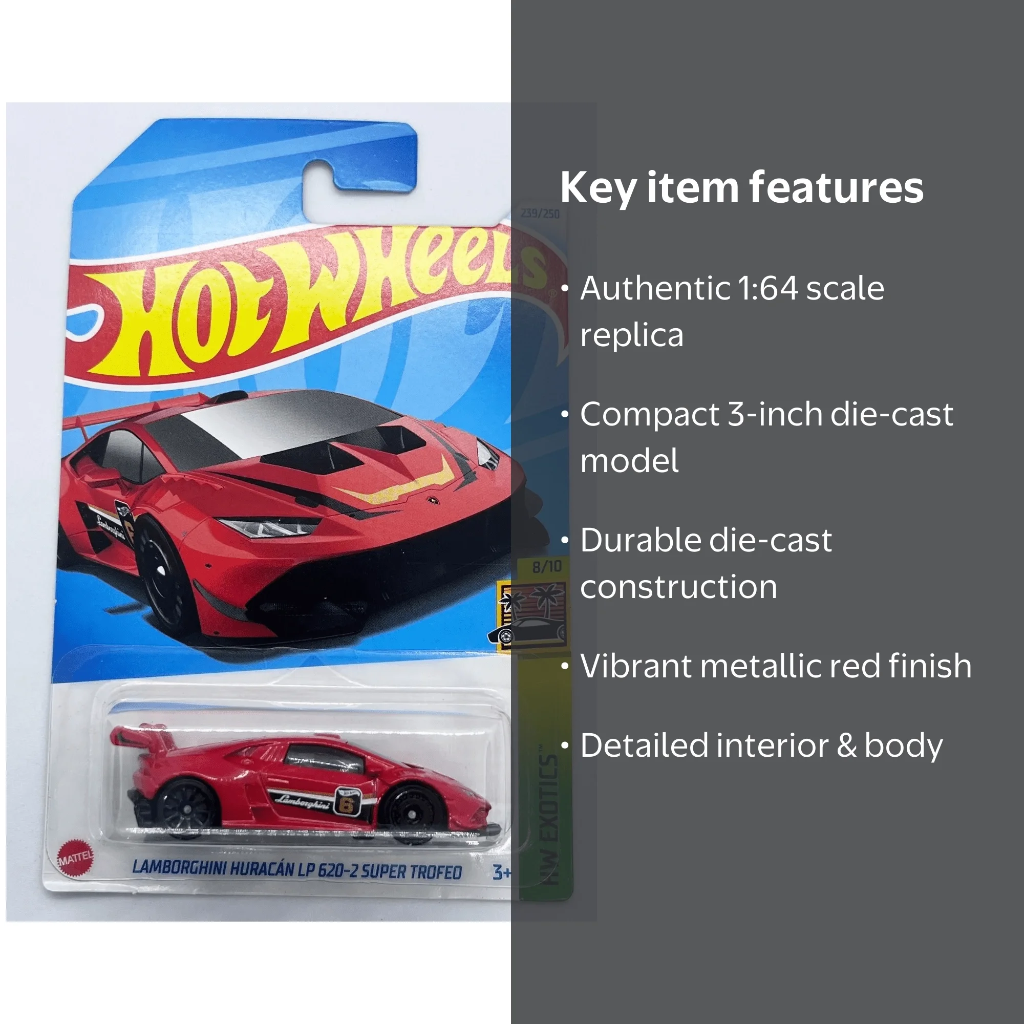 Hot Wheels Lamborghini Huracan LP 620-2 Super Trofeo, 1:64 Scale