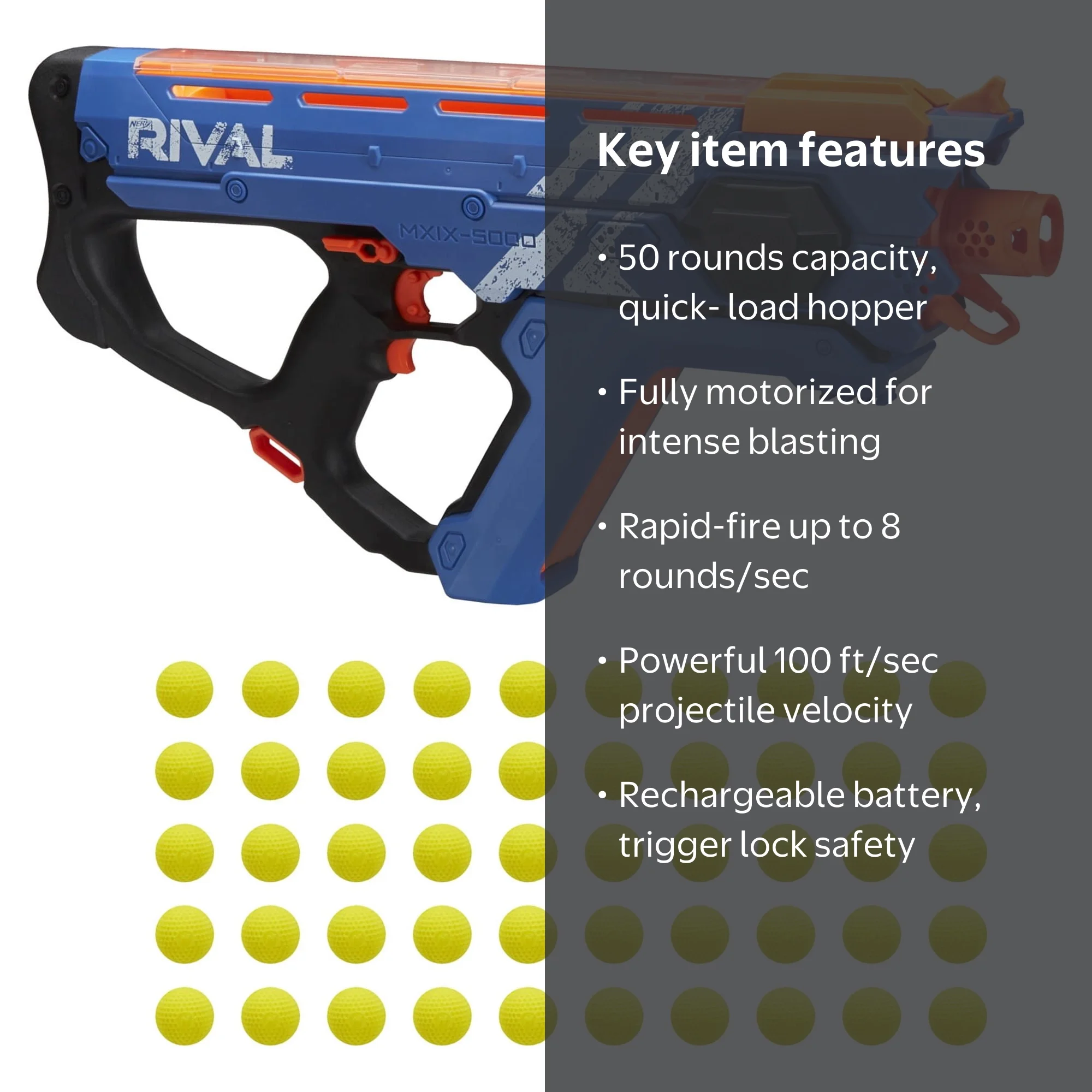 Nerf Perses MXIX-5000 Rival Motorized Blaster (Blue) - Walmart.com