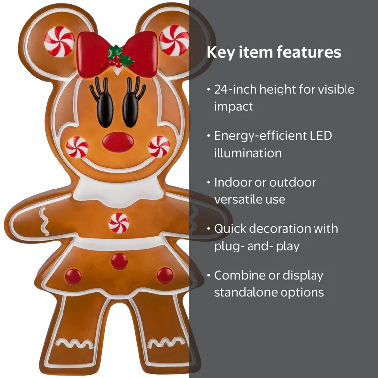 Disney 24 inch LED Lighted Gingerbread Minnie Mouse Blow Mold for