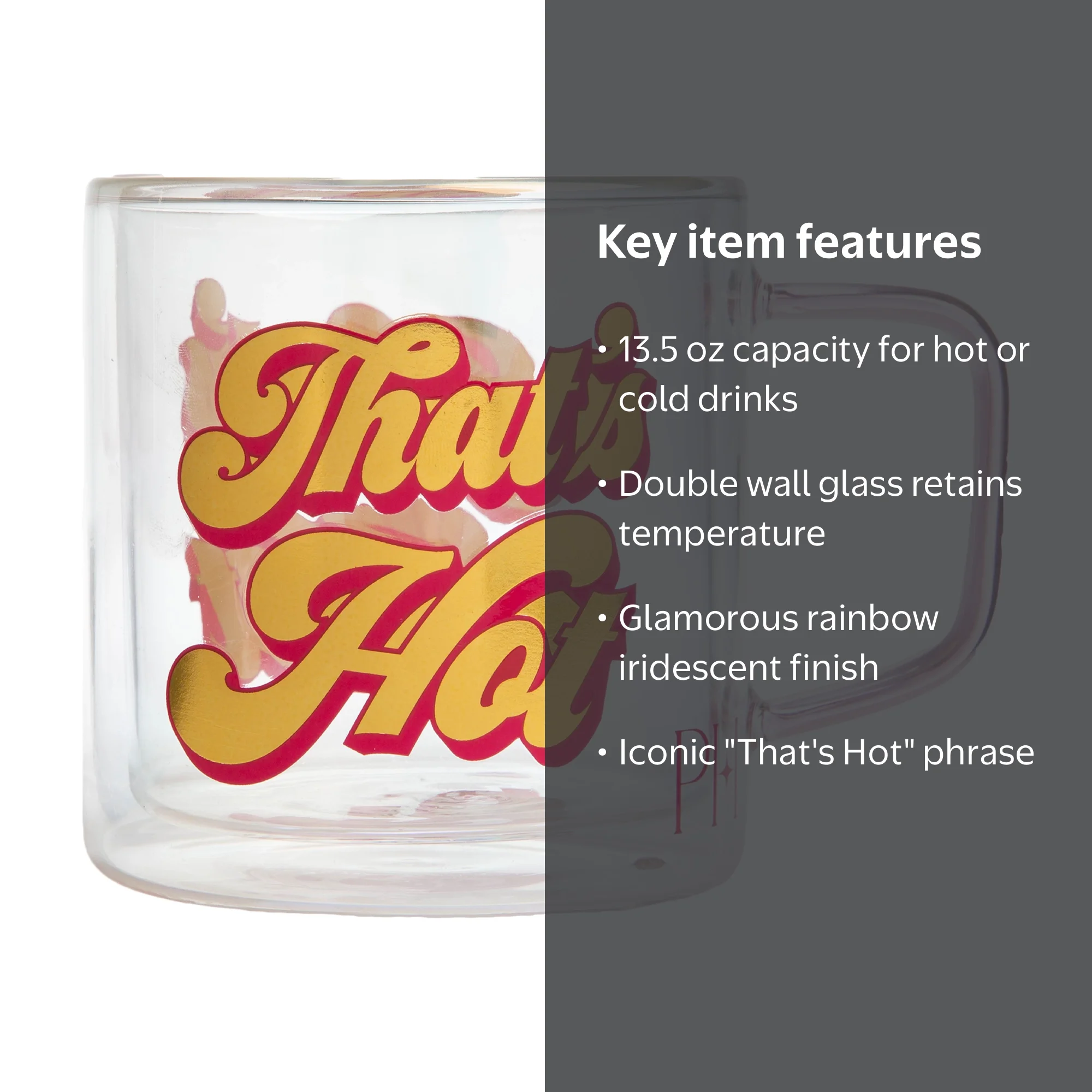 Paris Hilton 13.5 oz Double Wall Glass Coffee Mug, Insulated Glass