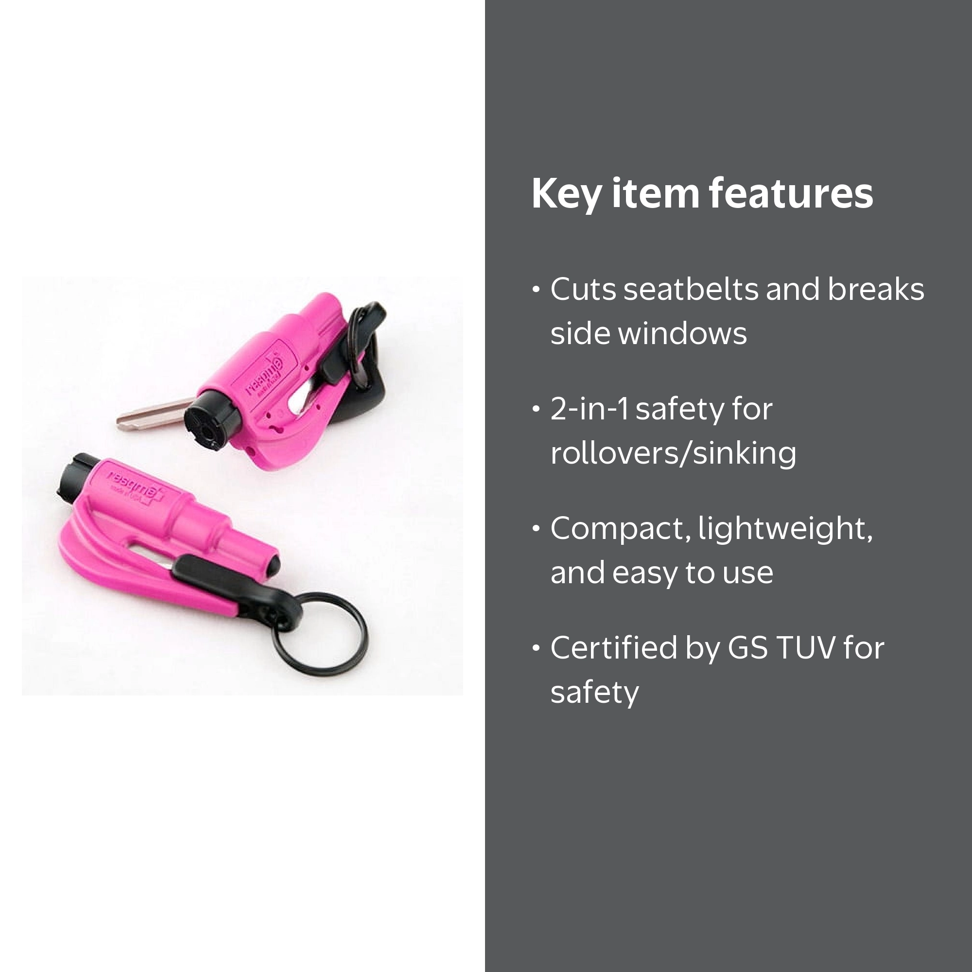 Resqme Pack of 2, Original Car Seatbelt Cutter and Window Breaker