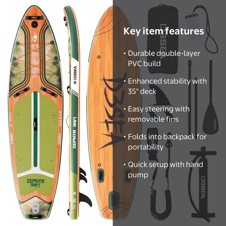 Genreen Sport Inflatable Stand Up Paddle Board All Around, 11' x