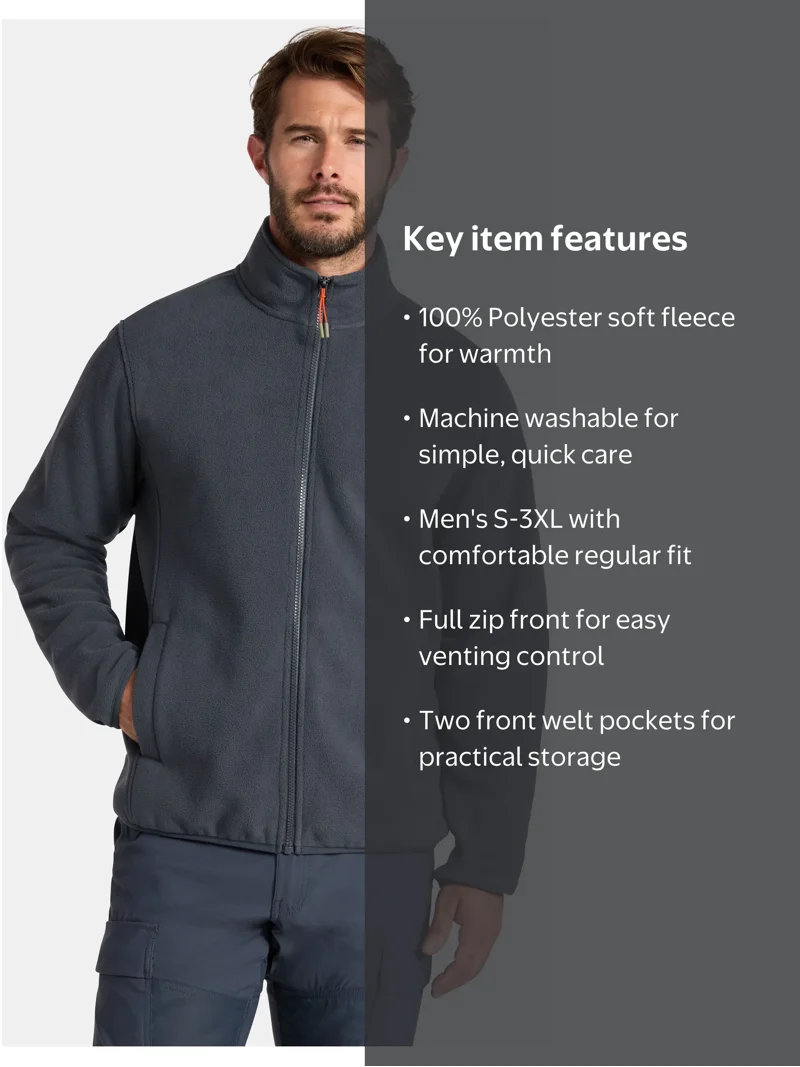 Ozark Trail Men's and Big Men's Fleece Zip-Front Jacket, Sizes S