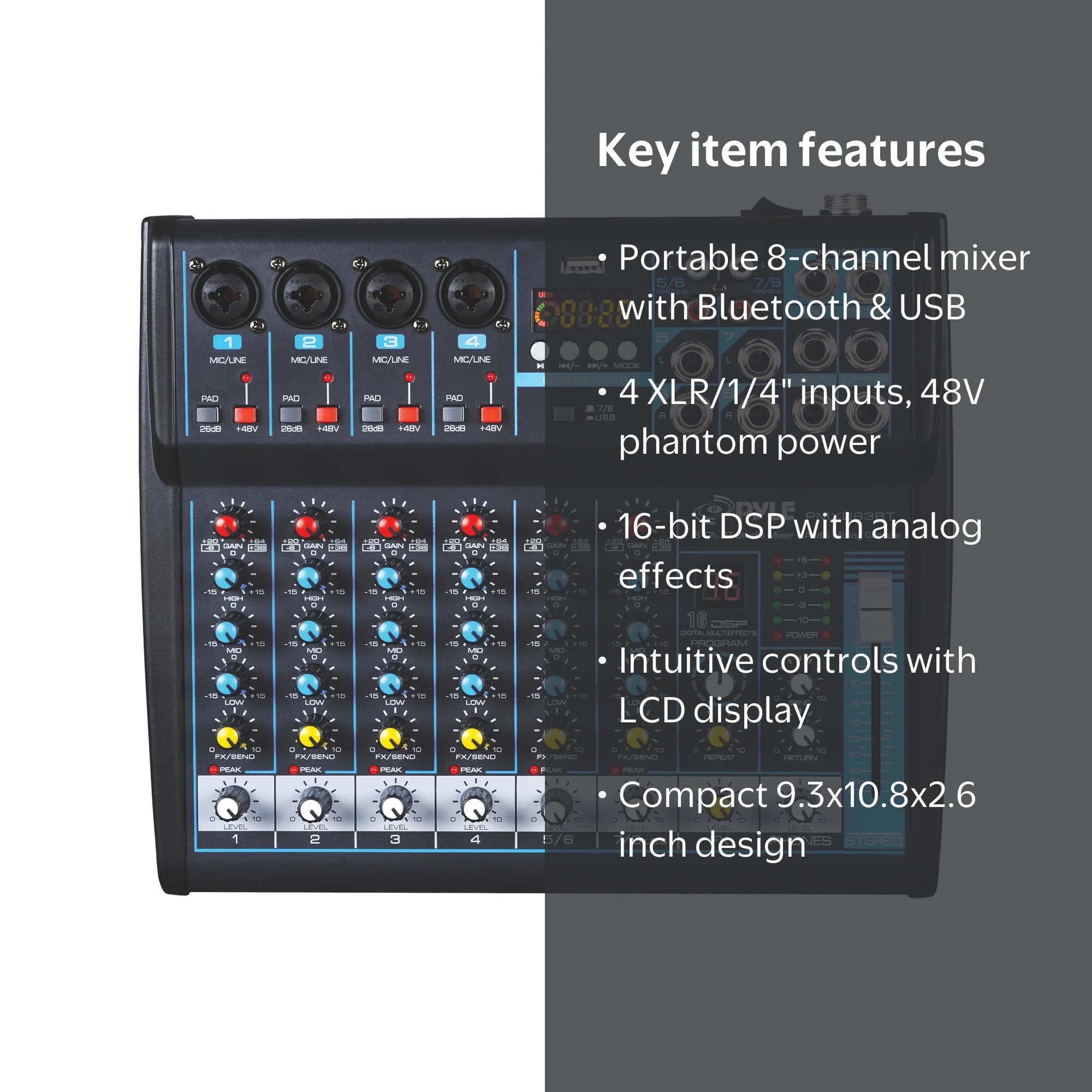 Pyle Professional Audio Mixer Sound Board Console Desk System
