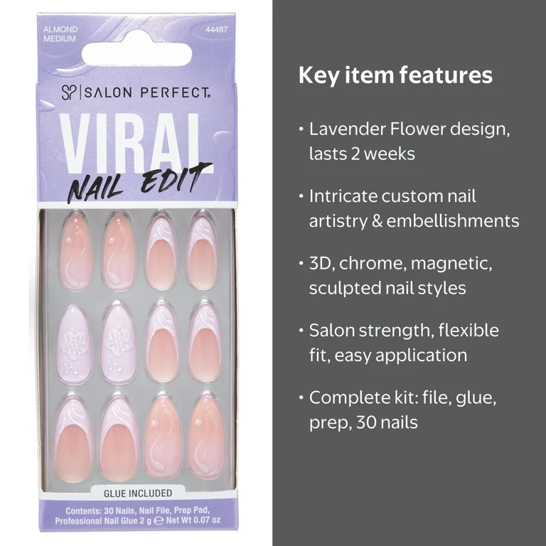 Salon Perfect Artificial Fake Press On Nails, 452 Viral Nail Edit