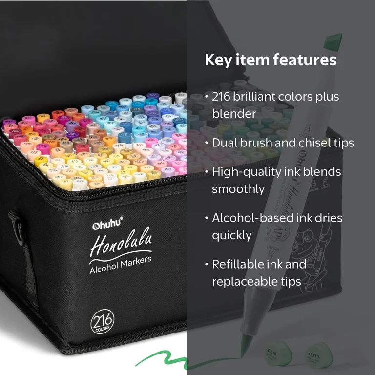 Ohuhu, Brush Markers, 216-Color, Dual Tip, Refillable - Walmart.com