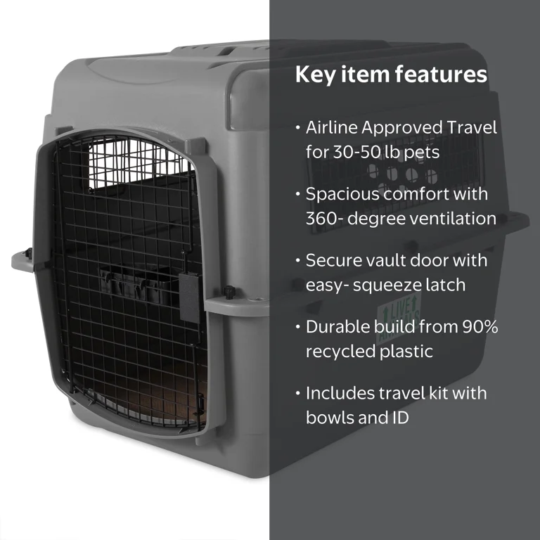 Petmate Sky Kennel for Dogs, IATA Approved, Plastic Travel Carrier