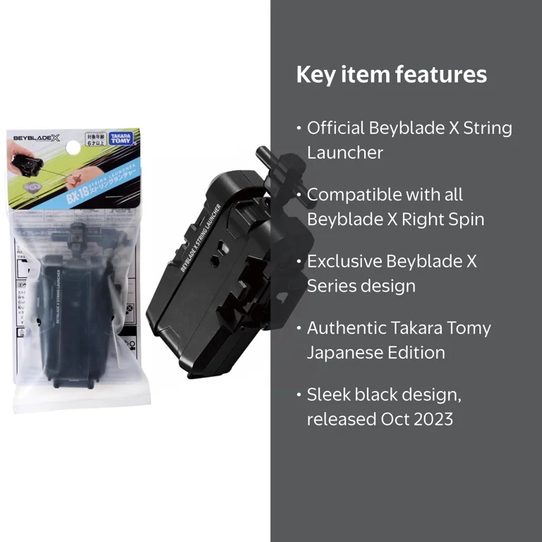 Takara Tomy Beyblade X Black String Launcher BX-18, Right Spin