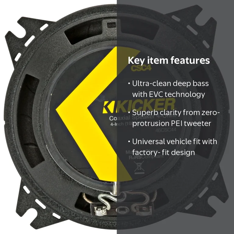 Kicker, Car Audio Speaker, 4-inch, 2 Pack with Woofers - Walmart.com