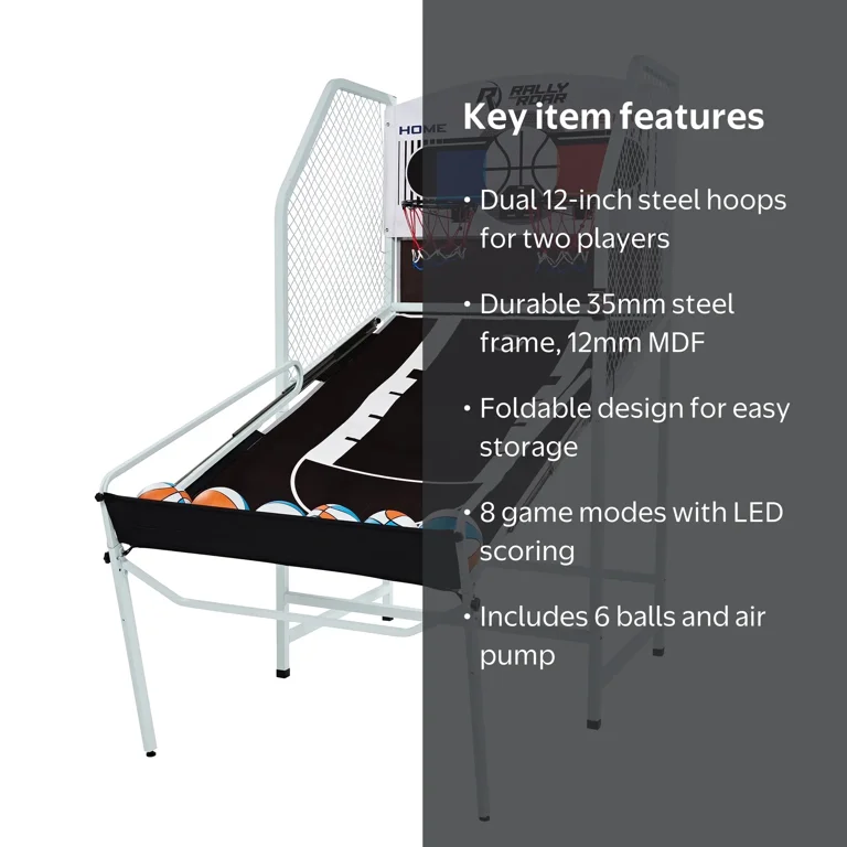 Rally and Roar 2 Player Foldable Arcade Cage Basketball Game and