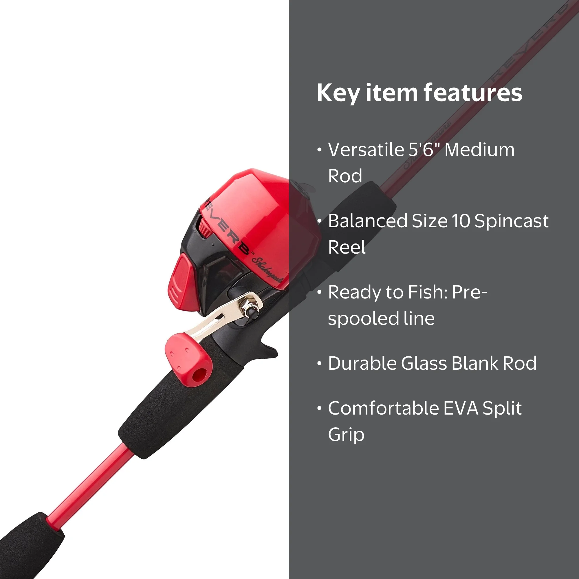 Shakespeare Reverb Spincast Combo - Durable 56 Fishing Rod