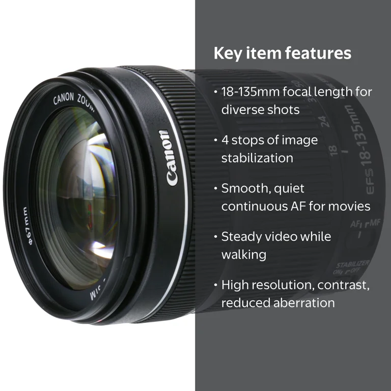 Canon EF-S 18-135mm F/3.5-5.6 IS STM Lens with Image Stabilization