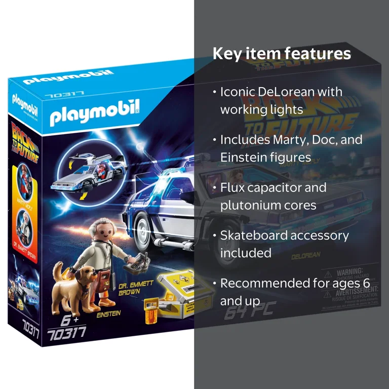 PLAYMOBIL Back to the Future DeLorean Car Toy with Working Lights