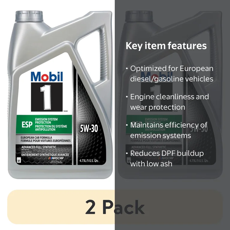 2 pack) Mobil 1 ESP Standard Full Synthetic Engine Oil 5W-30 5