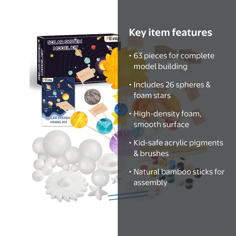 Pllieay, Solar System Foam Ball Kit, 63 pcs, Space Model Craft
