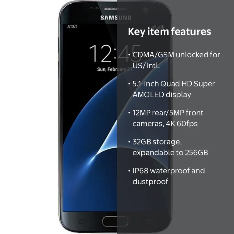 Samsung Galaxy S7 Unlocked 32GB GSM and CDMA Smartphone, Black