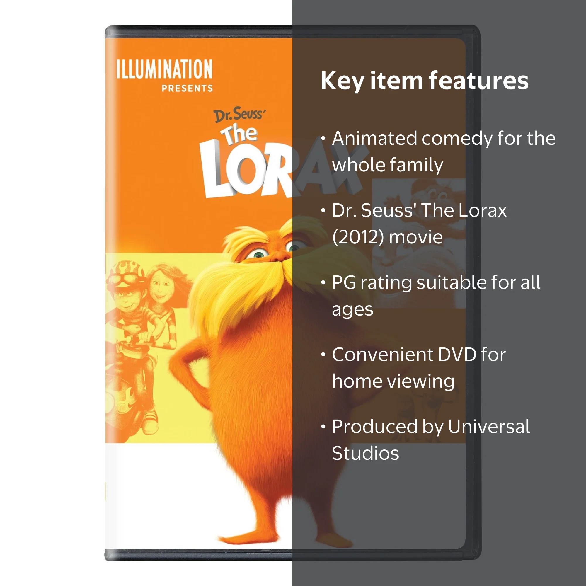 SDS The Lorax DVD, 2012, Animated Movie, Dr. Seuss, Kids and