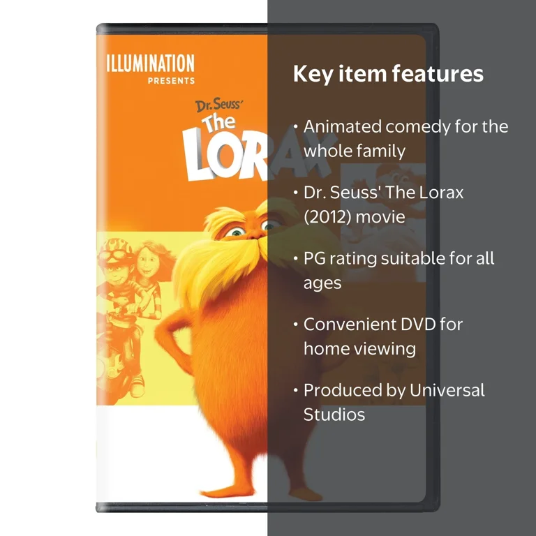SDS The Lorax DVD, 2012, Animated Movie, Dr. Seuss, Kids and