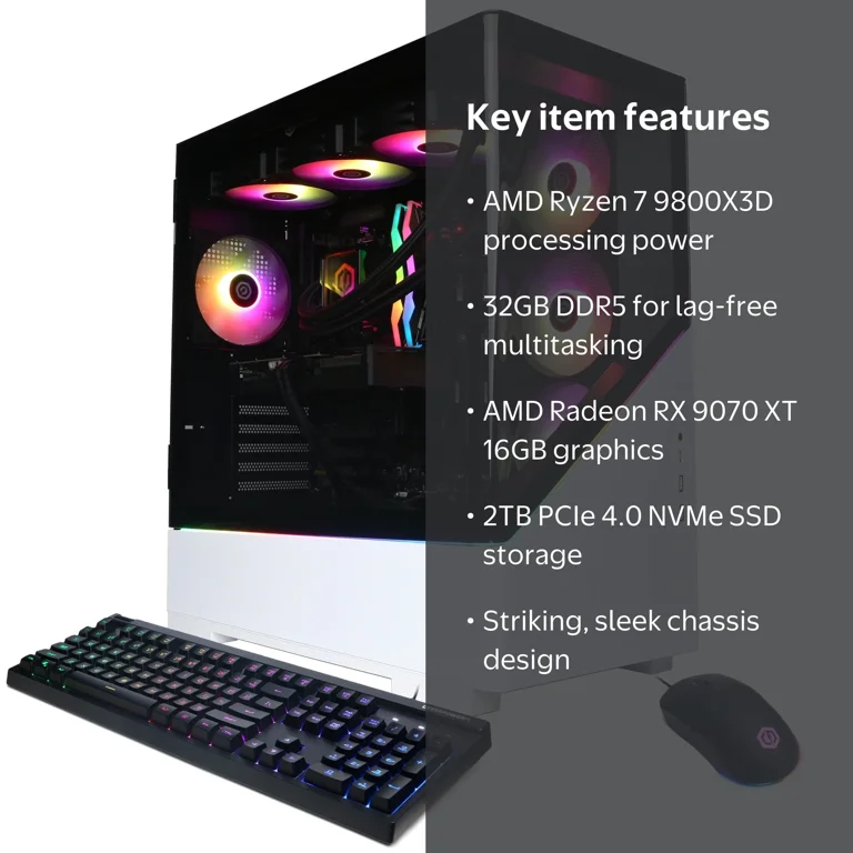 CyberPowerPC Gamer Supreme Gaming PC, AMD Ryzen 7 9800X3D, AMD