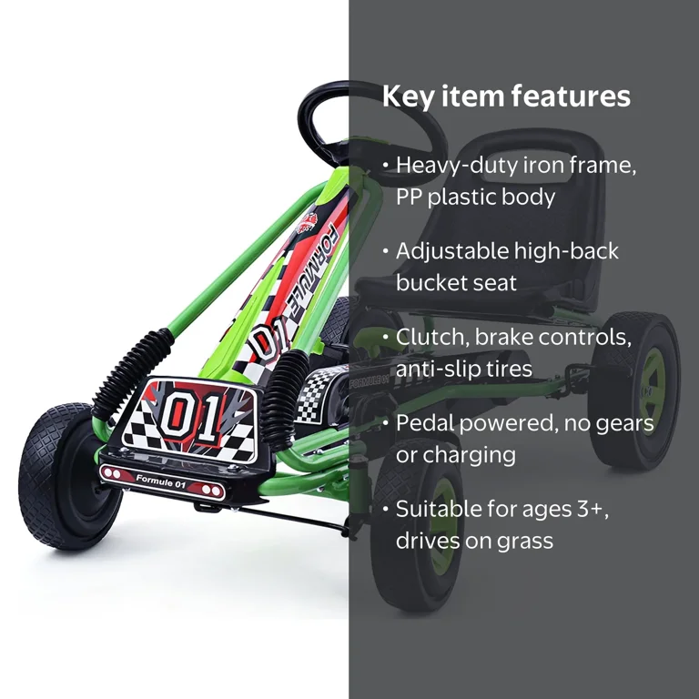 Costway, Go Kart Kids Ride On Pedal Toy, 4 Wheel, Green - Walmart.com