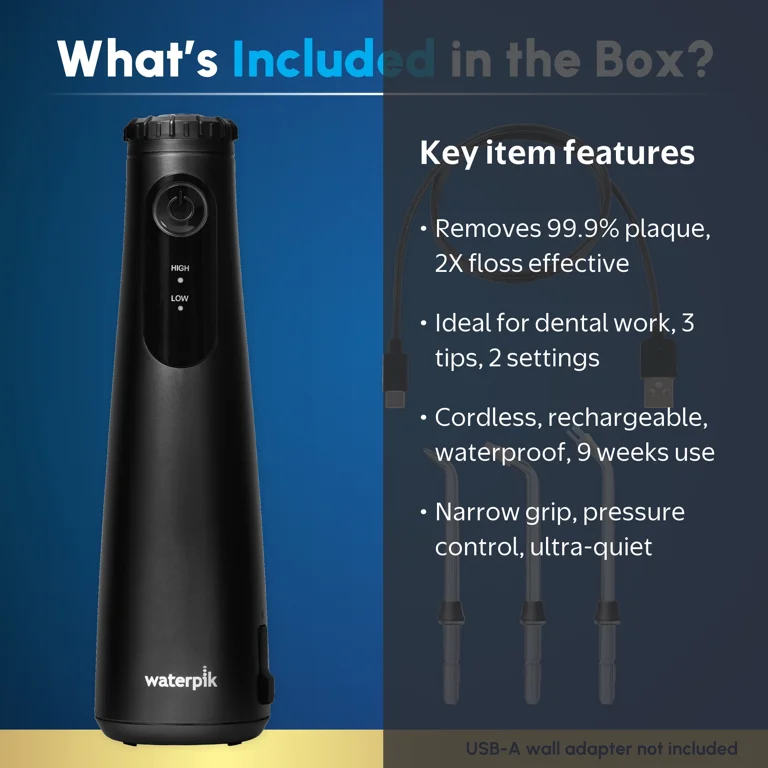 Waterpik Cordless Plus 5000 Water Flosser with 2 Settings, 3 Tips